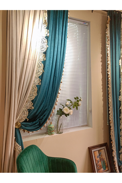 Zasłony z flaneli w kolorze beżowym - luksusowy retro styl dla salonu i sypialni - Wianko - 7