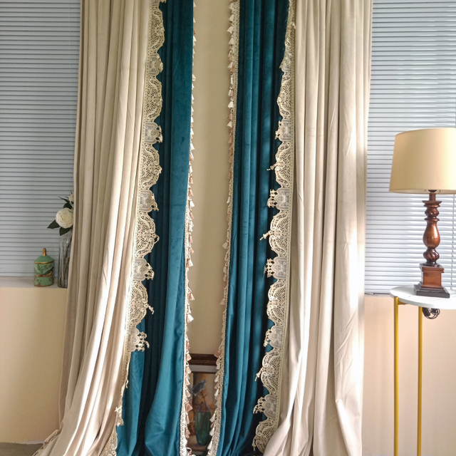 Zasłony z flaneli w kolorze beżowym - luksusowy retro styl dla salonu i sypialni - Wianko - 12