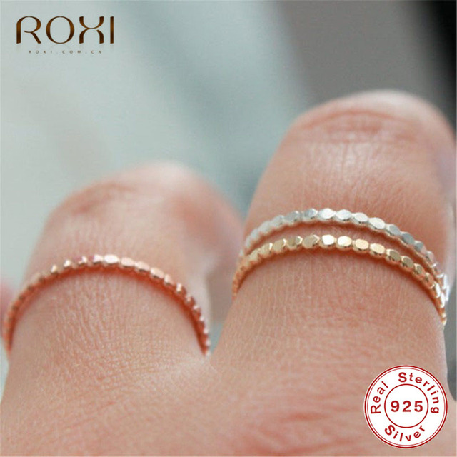 Pierścionek ROXI 925 srebro Slim układanie zroszony obrączka wieczność łączenia biżuteria - Wianko - 1