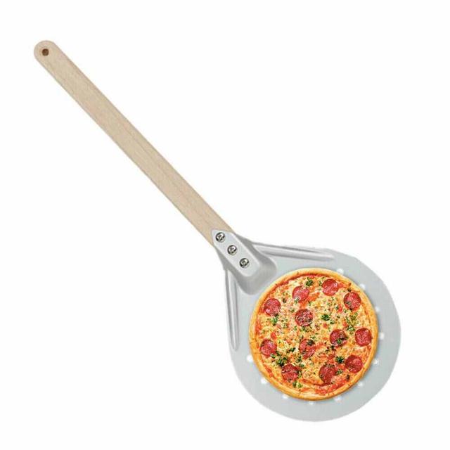 Rączka drewniana 7 Cal z antypoślizgową perforowaną łopatą do pizzy – idealne narzędzie do tocznia i obierania małych, okrągłych plastrów pizzy - Wianko - 8