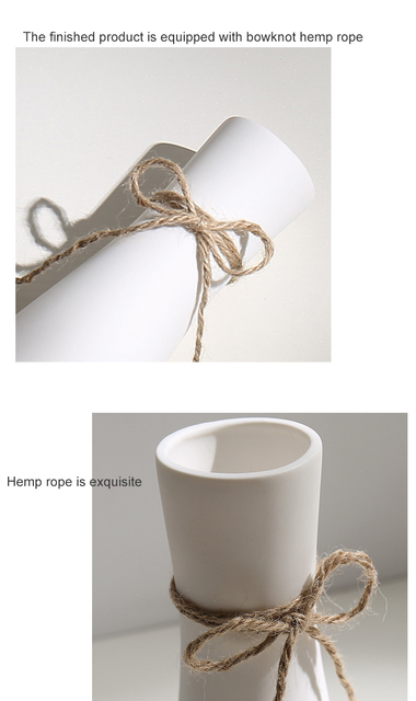 Biały minimalistyczny wazon ceramiczny z liny konopnej do suszonych kwiatów - dekoracyjne rzemiosło wnętrz - Wianko - 6