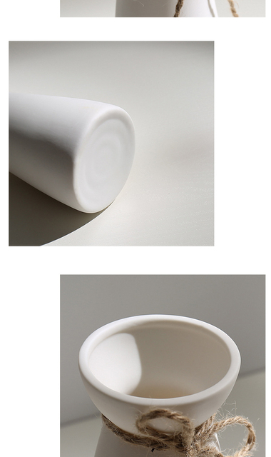 Biały minimalistyczny wazon ceramiczny z liny konopnej do suszonych kwiatów - dekoracyjne rzemiosło wnętrz - Wianko - 7