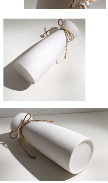 Biały minimalistyczny wazon ceramiczny z liny konopnej do suszonych kwiatów - dekoracyjne rzemiosło wnętrz - Wianko - 8