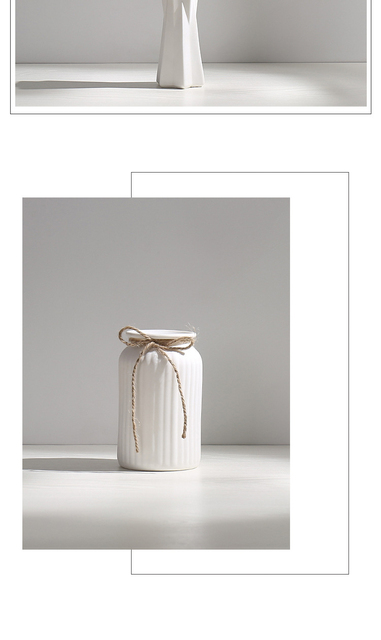 Biały minimalistyczny wazon ceramiczny z liny konopnej do suszonych kwiatów - dekoracyjne rzemiosło wnętrz - Wianko - 5