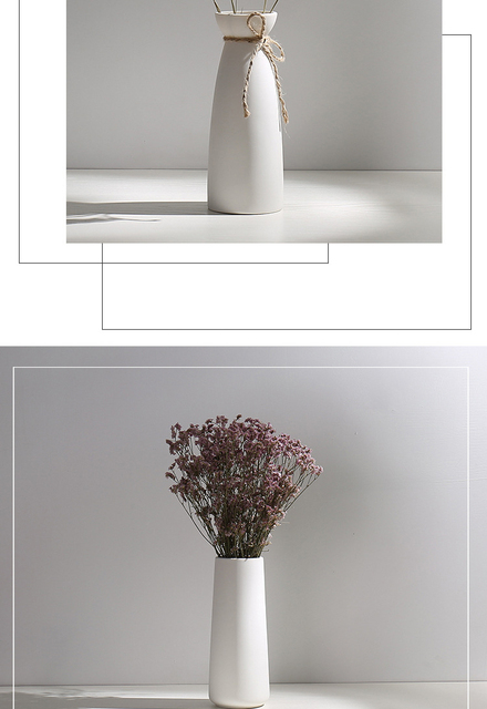 Biały minimalistyczny wazon ceramiczny z liny konopnej do suszonych kwiatów - dekoracyjne rzemiosło wnętrz - Wianko - 3