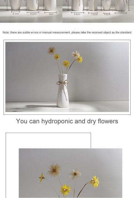 Biały minimalistyczny wazon ceramiczny z liny konopnej do suszonych kwiatów - dekoracyjne rzemiosło wnętrz - Wianko - 2