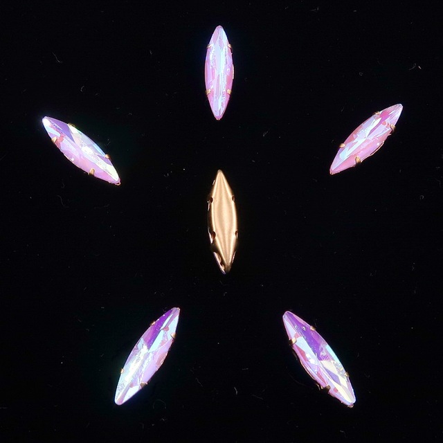 Konkowe kształty oka złotego pazura 50 sztuk/p zestaw 4*15mm koralików z galaretkowym cukrem i szklanymi kryształami AB do DIY odzieży - Wianko - 25