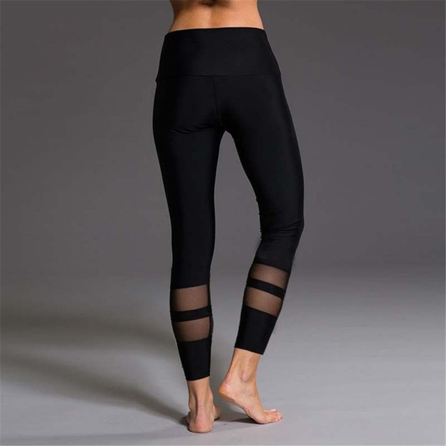 Legginsy damskie do jogi z siatką - komfortowe, oddychające, niski stan, czarne i szare, idealne na bieganie - Wianko - 7
