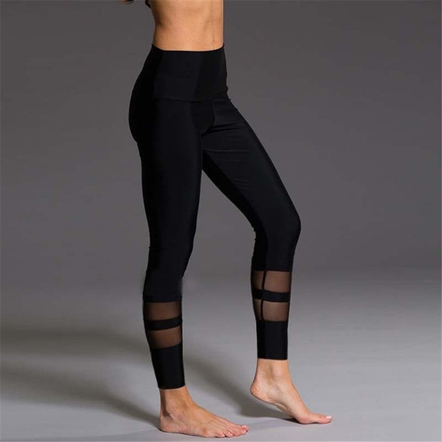 Legginsy damskie do jogi z siatką - komfortowe, oddychające, niski stan, czarne i szare, idealne na bieganie - Wianko - 6