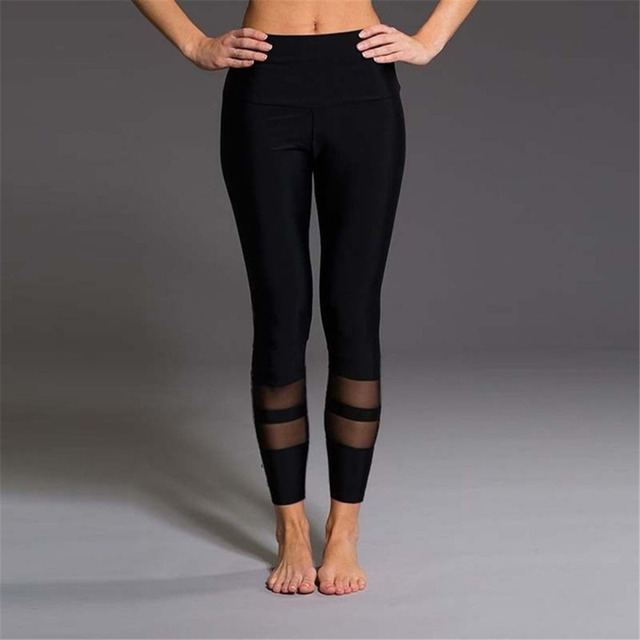 Legginsy damskie do jogi z siatką - komfortowe, oddychające, niski stan, czarne i szare, idealne na bieganie - Wianko - 5