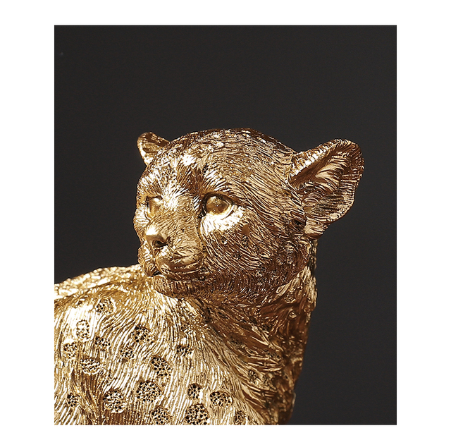Figurka żwawego złotego Leoparda - imitacja zwierzęcia w formie statui geparda, doskonałe rzemiosło z żywicy, nowoczesna dekoracja do domu inspirowana zwierzętami - Wianko - 9