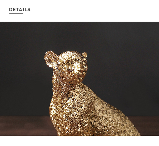 Figurka żwawego złotego Leoparda - imitacja zwierzęcia w formie statui geparda, doskonałe rzemiosło z żywicy, nowoczesna dekoracja do domu inspirowana zwierzętami - Wianko - 8