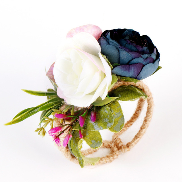 Zestaw rustykalnych dekoracji ślubnych - panna młoda: sztuczny kwiat na nadgarstek, wieczór panieński, DIY - Wianko - 5
