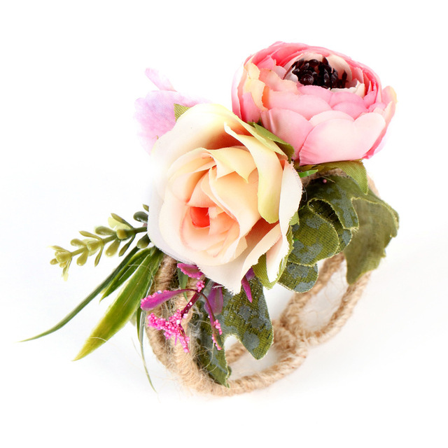Zestaw rustykalnych dekoracji ślubnych - panna młoda: sztuczny kwiat na nadgarstek, wieczór panieński, DIY - Wianko - 2