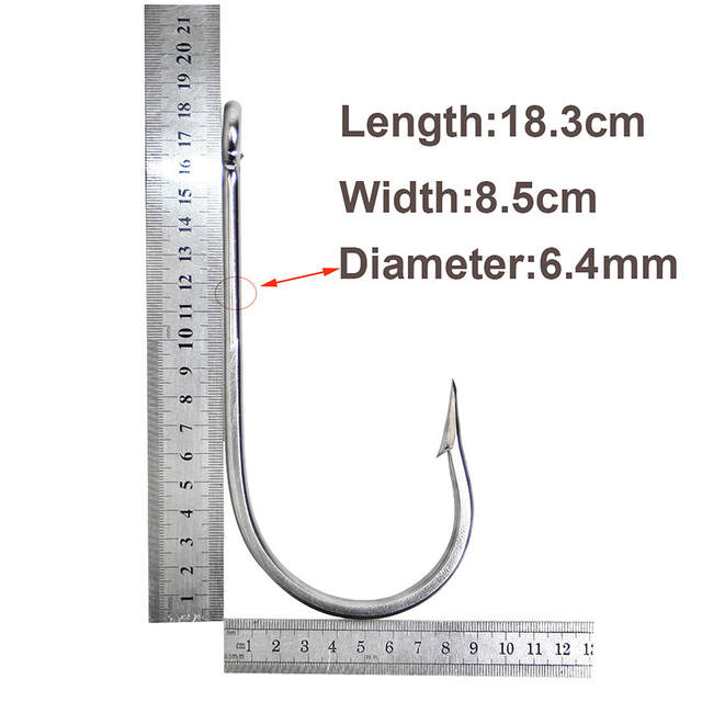 Haczyk wędkarski ze stali nierdzewnej rekina, rozmiar 18/0, mocny i grubożebrowany do połowu dużych tuńczyków - Wianko - 1