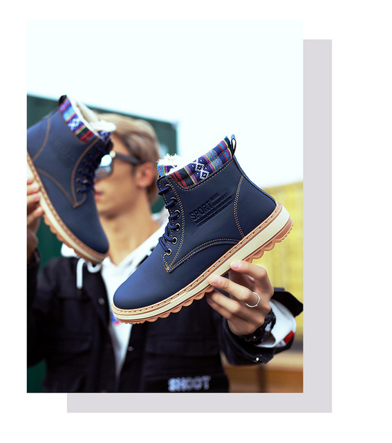 Męskie buty zimowe Martin PU, wodoodporne, wysokie, ciepłe, odporna na zewnątrz odzież, obuwie górskie - Wianko - 21