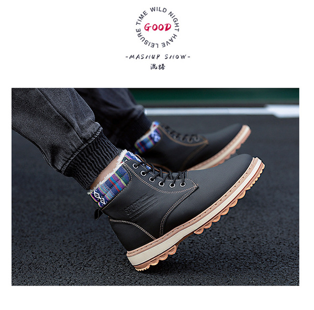 Męskie buty zimowe Martin PU, wodoodporne, wysokie, ciepłe, odporna na zewnątrz odzież, obuwie górskie - Wianko - 11