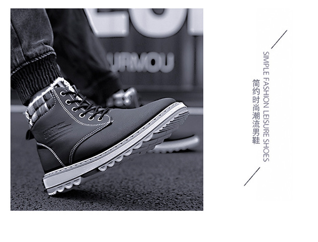 Męskie buty zimowe Martin PU, wodoodporne, wysokie, ciepłe, odporna na zewnątrz odzież, obuwie górskie - Wianko - 17