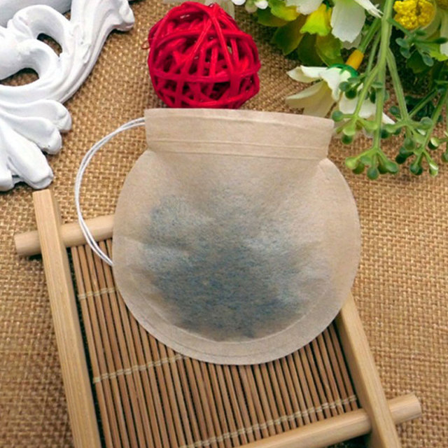 500 sztuk pustych papierowych torebek na herbatę z sznurkiem i filtracją, z dodatkowymi torebeczkami na zioła, średnica 6cm - Wianko - 7