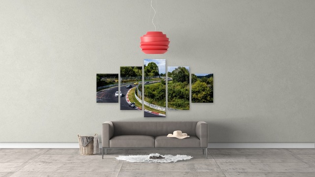 Plakat artystyczny Nurburgring Rally Road z samochodem sportowym - krajobrazowe zdjęcia na płótnie (5 sztuk) - dekoracja wnętrza domu - Wianko - 4