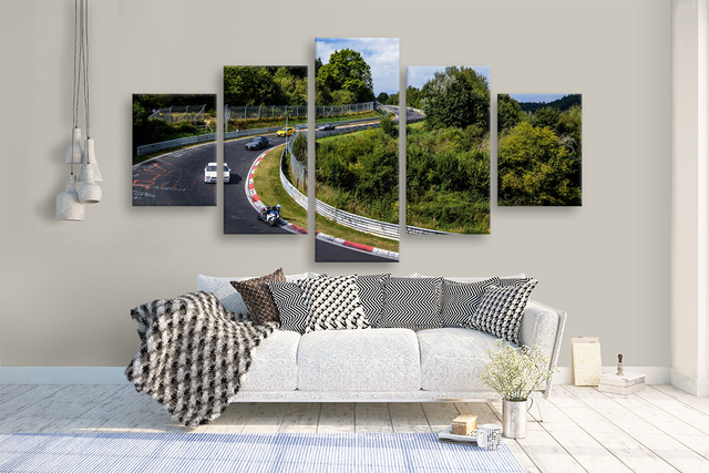 Plakat artystyczny Nurburgring Rally Road z samochodem sportowym - krajobrazowe zdjęcia na płótnie (5 sztuk) - dekoracja wnętrza domu - Wianko - 6