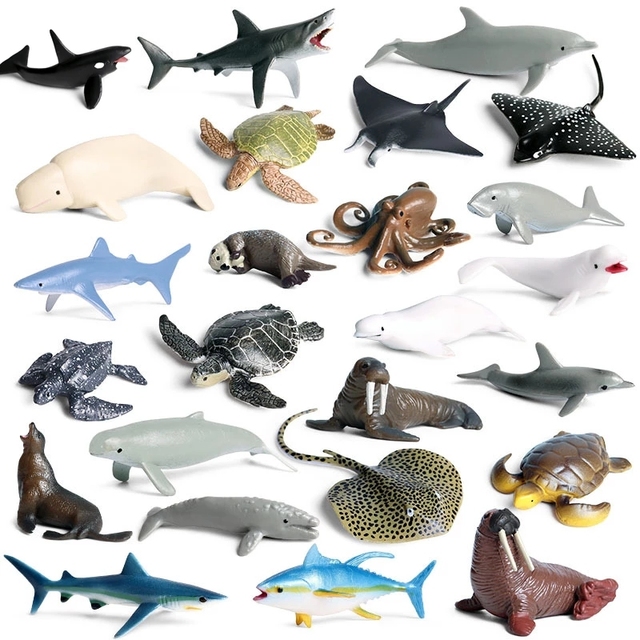 Nowe figurki postaci żółw delfin rekin krab akwarium ocean edukacja zabawka - Wianko - 1
