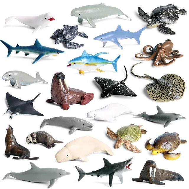 Nowe figurki postaci żółw delfin rekin krab akwarium ocean edukacja zabawka - Wianko - 2