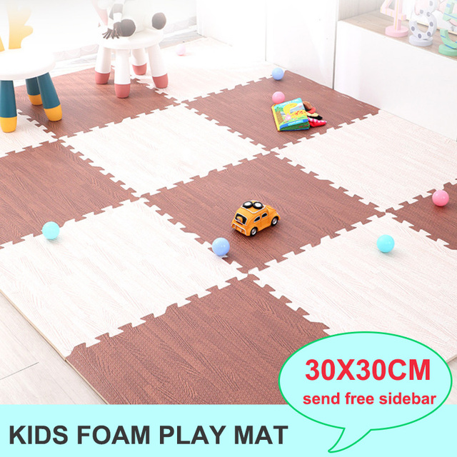 Mata do zabawy dla dzieci - płytki blokujące podłogi, pianki Eva, drewniane ziarna, wymiary 30x30cm - Wianko - 36