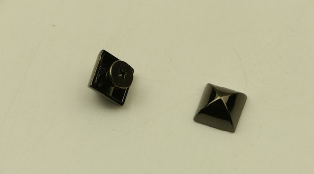 10/12mm czarna nitka dekoracyjna z kwadratową piramidą, ozdobiona skórzaną klamrą i metalowym łukiem - zestaw 10 sztuk - Wianko - 5