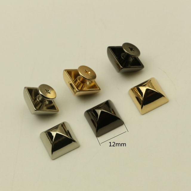 10/12mm czarna nitka dekoracyjna z kwadratową piramidą, ozdobiona skórzaną klamrą i metalowym łukiem - zestaw 10 sztuk - Wianko - 3