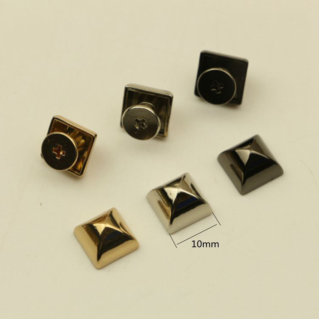 10/12mm czarna nitka dekoracyjna z kwadratową piramidą, ozdobiona skórzaną klamrą i metalowym łukiem - zestaw 10 sztuk - Wianko - 2