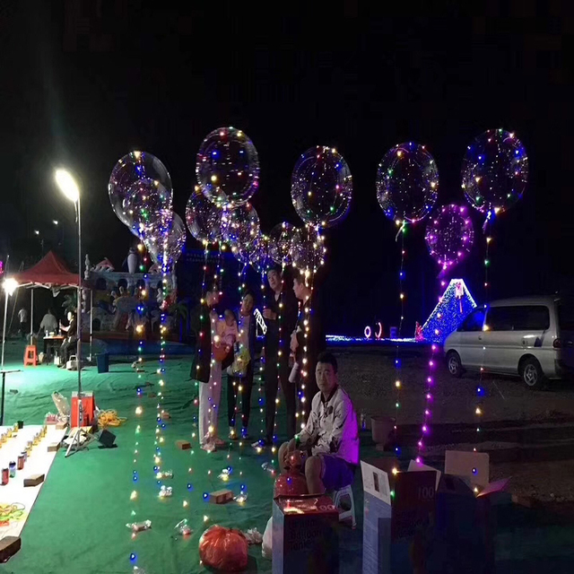 Lekki balon LED z uchwytem i kijem, przezroczyste balony świecące z helem - dekoracje na ślubną imprezę urodzinową - Wianko - 4