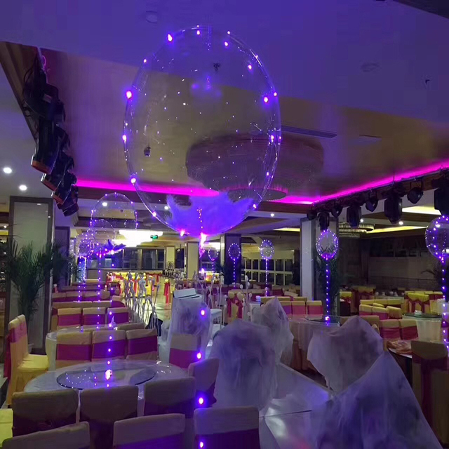 Lekki balon LED z uchwytem i kijem, przezroczyste balony świecące z helem - dekoracje na ślubną imprezę urodzinową - Wianko - 3