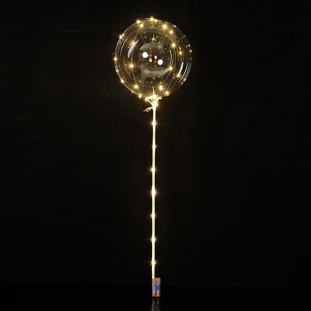 Lekki balon LED z uchwytem i kijem, przezroczyste balony świecące z helem - dekoracje na ślubną imprezę urodzinową - Wianko - 11