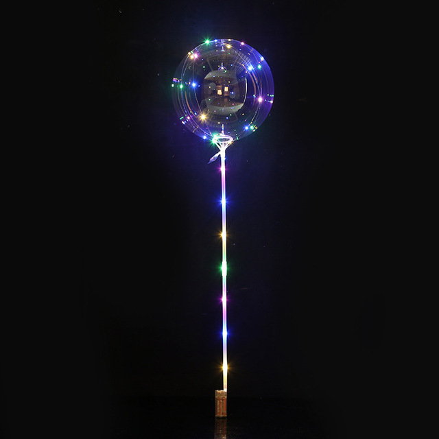 Lekki balon LED z uchwytem i kijem, przezroczyste balony świecące z helem - dekoracje na ślubną imprezę urodzinową - Wianko - 9