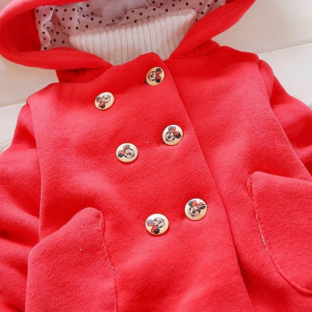 Kurtka dziecięca R & Z wiosna/jesień - dziewczyny, gruby wełniany płaszcz z kapturem i łukiem, dwurzędowy, kieszeń - Wianko - 5