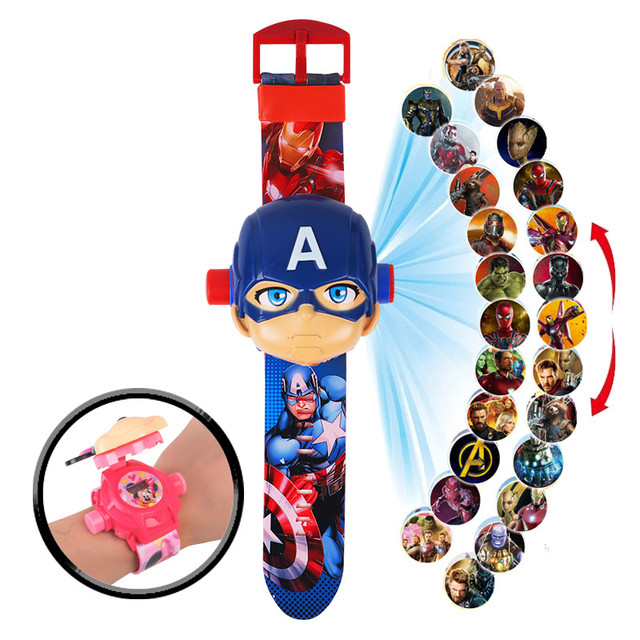 Dziecięcy zegarek z klapką 3D Disney Marvel Spiderman Iron Man Frozen – 24 projekcje LED - Wianko - 4