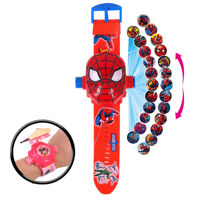 Dziecięcy zegarek z klapką 3D Disney Marvel Spiderman Iron Man Frozen – 24 projekcje LED - Wianko - 6