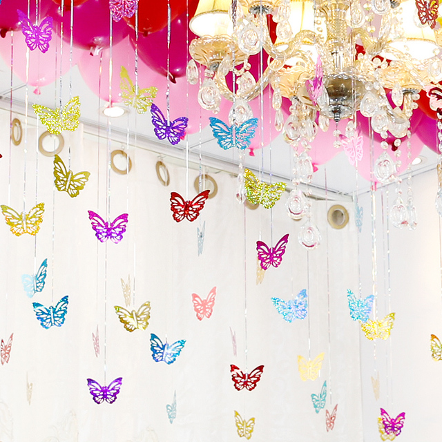 100 sztuk kolorowych motyli z cekinami do dekoracji sali weselnej, walentynkowej lub na urodziny - Wianko - 1