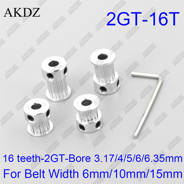 Koło rozrządu 16 zębów 2GT, otwór 3.175/4/5/6/6.35mm do pasów synchronicznych GT2, szerokość 6mm/10/15mm, mały luz - Wianko - 17