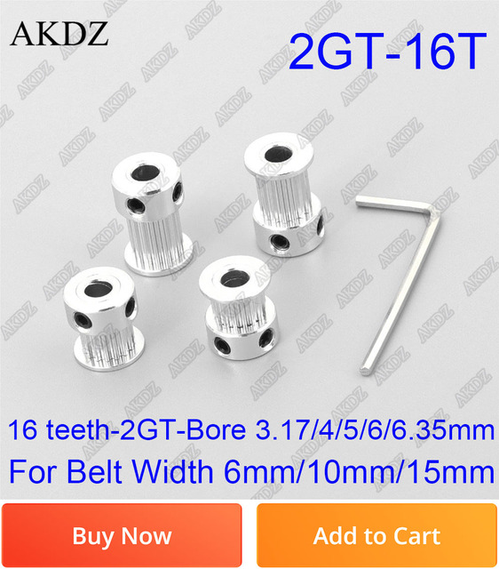 Koło rozrządu 16 zębów 2GT, otwór 3.175/4/5/6/6.35mm do pasów synchronicznych GT2, szerokość 6mm/10/15mm, mały luz - Wianko - 2