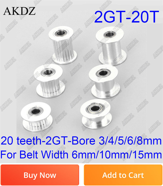 Koło rozrządu 16 zębów 2GT, otwór 3.175/4/5/6/6.35mm do pasów synchronicznych GT2, szerokość 6mm/10/15mm, mały luz - Wianko - 4