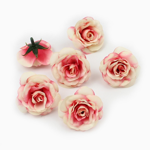 10 sztuk różowych sztucznych kwiatów główkowych HUADODO z jedwabiu 4cm do dekoracji domu, ogrodu i ślubnych DIY - Wianko - 12