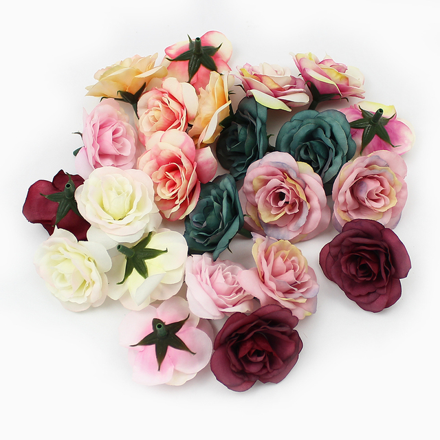 10 sztuk różowych sztucznych kwiatów główkowych HUADODO z jedwabiu 4cm do dekoracji domu, ogrodu i ślubnych DIY - Wianko - 6
