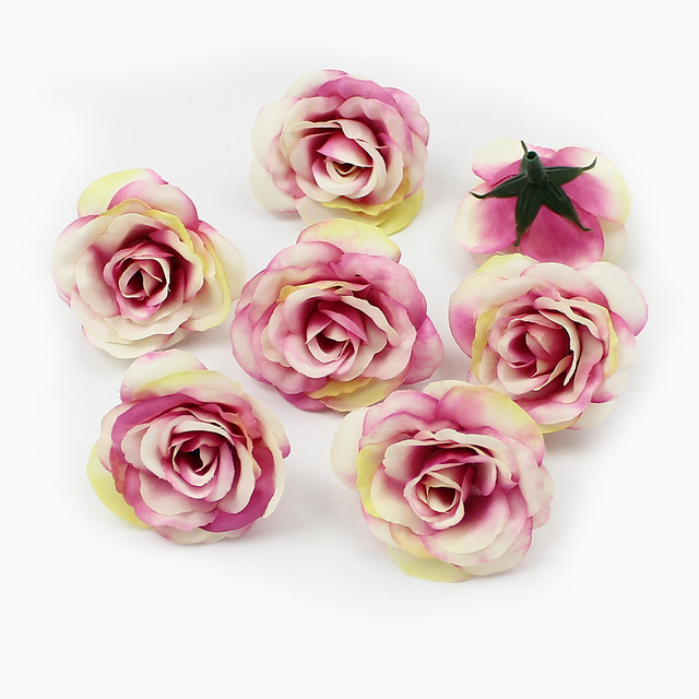 10 sztuk różowych sztucznych kwiatów główkowych HUADODO z jedwabiu 4cm do dekoracji domu, ogrodu i ślubnych DIY - Wianko - 9