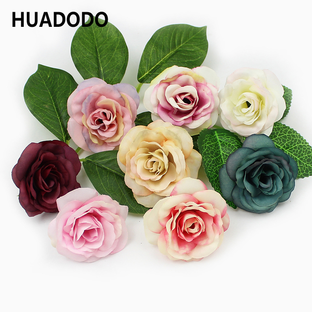 10 sztuk różowych sztucznych kwiatów główkowych HUADODO z jedwabiu 4cm do dekoracji domu, ogrodu i ślubnych DIY - Wianko - 3