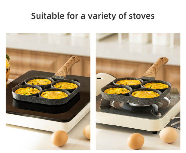 Wielofunkcyjna patelnia non-stick Pot Pan do smażenia z 4 otworami - idealna do przygotowywania jajek, omletów, szynki, naleśników i steków - Wianko - 9