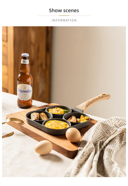 Wielofunkcyjna patelnia non-stick Pot Pan do smażenia z 4 otworami - idealna do przygotowywania jajek, omletów, szynki, naleśników i steków - Wianko - 8
