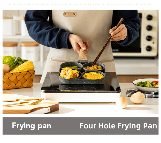 Wielofunkcyjna patelnia non-stick Pot Pan do smażenia z 4 otworami - idealna do przygotowywania jajek, omletów, szynki, naleśników i steków - Wianko - 2