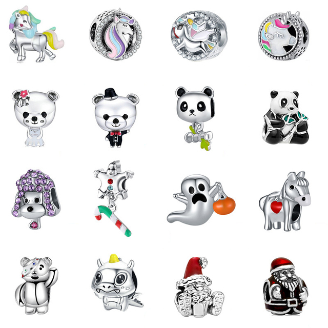 Nowa Panda niedźwiedź para duch koń jednorożec - srebrne koraliki DIY do biżuterii Pandora Charms - Wianko - 3